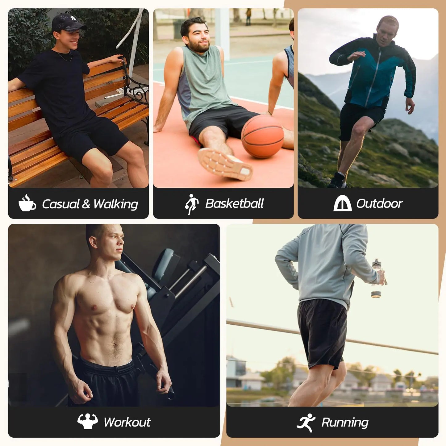 3 Pack Gym Basketball Men's Shorts - Quick Dry Black Workout Athletic Shorts with Pockets for Casual Running 3 Pack-10 inch Large Black/Black/Dark Grey