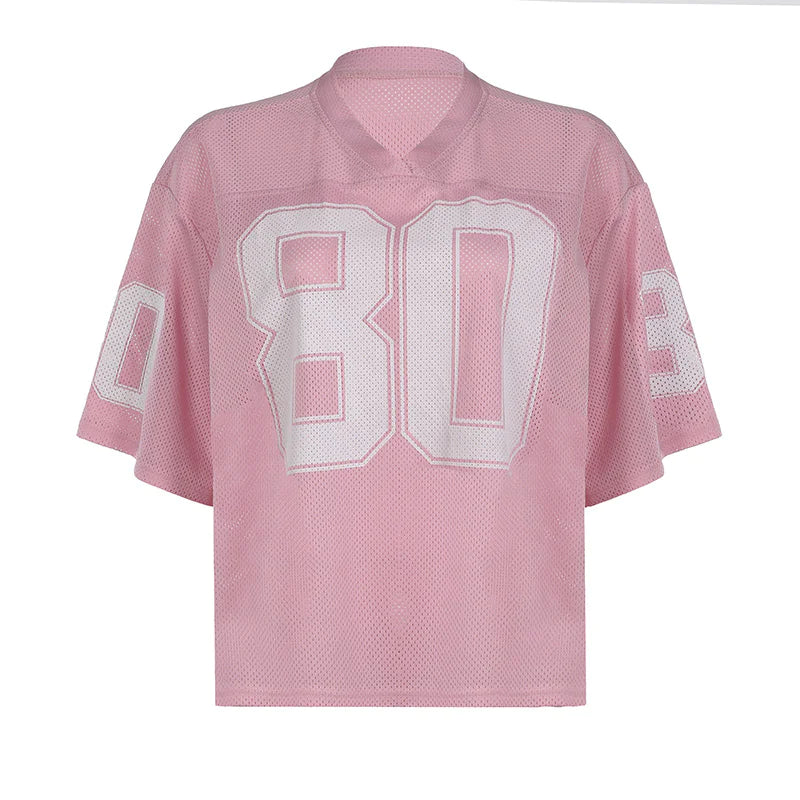 Street Tide Digital Print V-Neck Tee