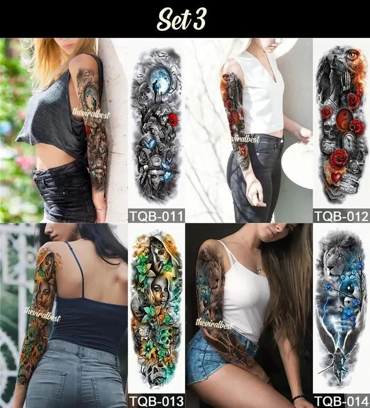 Waterproof Full Arm Sleeve Tattoo