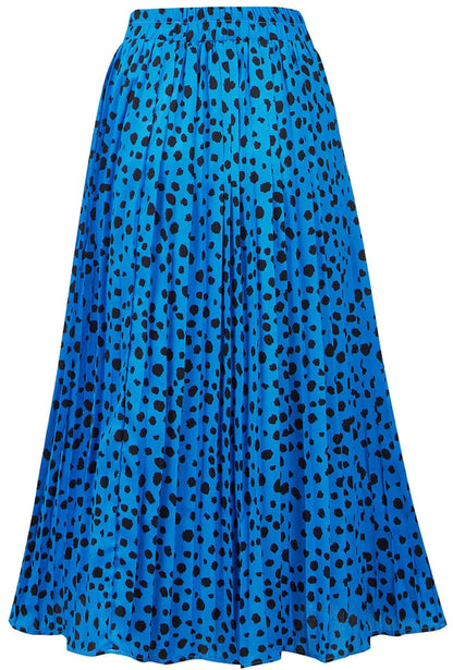 Womens Skirt Leopard Print Midi Long Shirring Skirts High Waisted A Line Skirts XX-Large A-leopard Blue