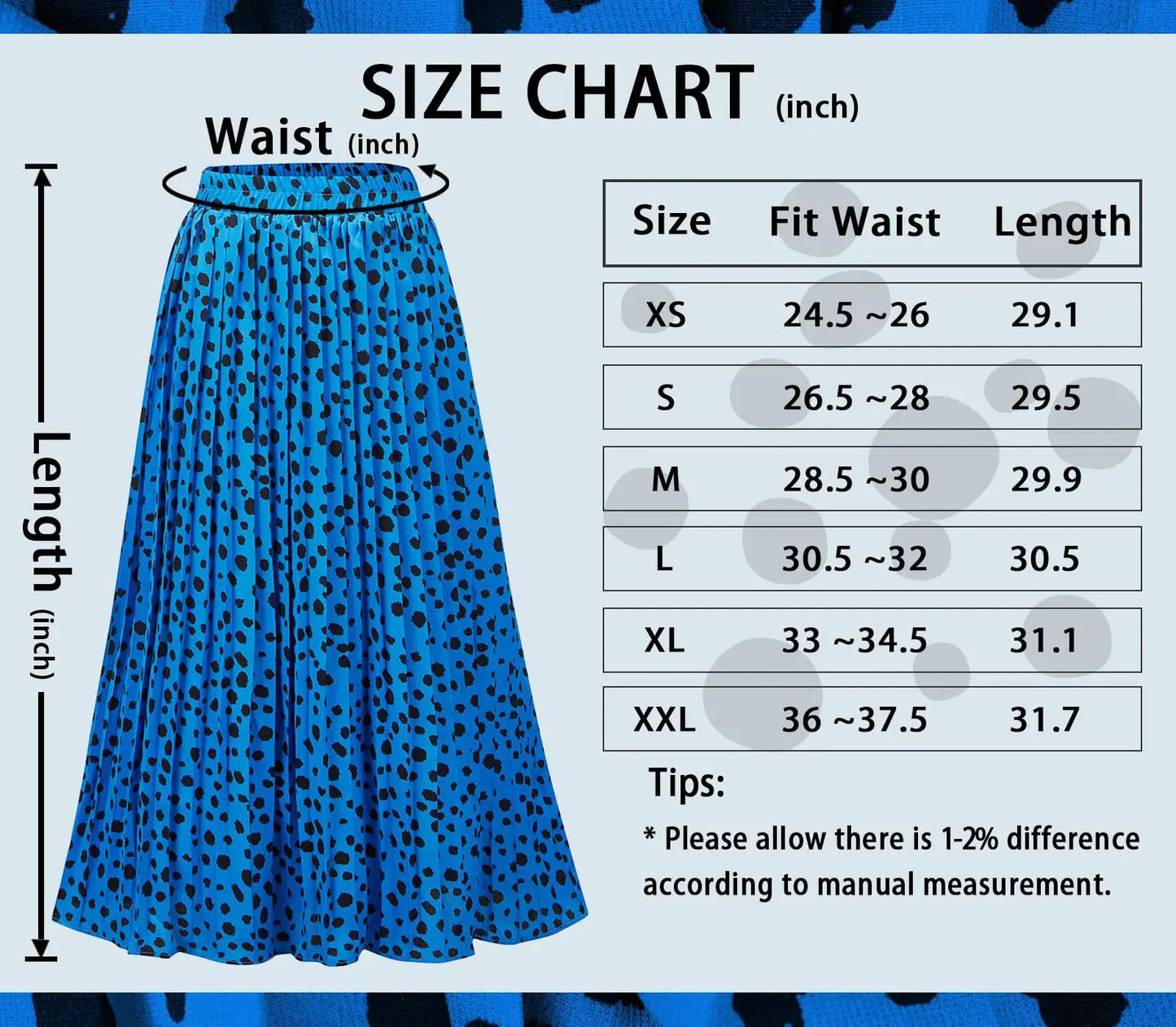 Womens Skirt Leopard Print Midi Long Shirring Skirts High Waisted A Line Skirts XX-Large A-leopard Blue